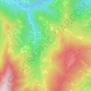 Topografische Karte Chiot Martin, Höhe, Relief