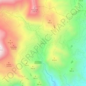 Topografische Karte Orino, Höhe, Relief