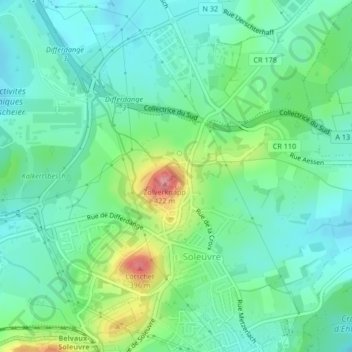 Topografische Karte Zolwerknapp, Höhe, Relief