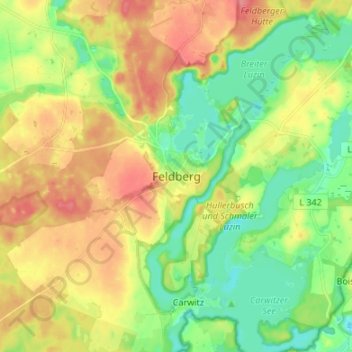 Topografische Karte Feldberg, Höhe, Relief