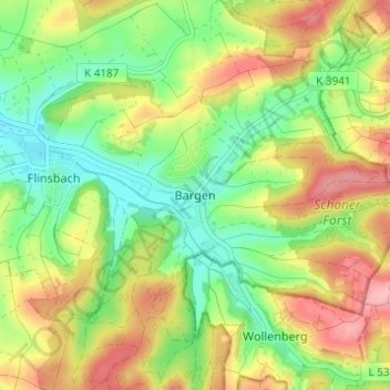 Topografische Karte Bargen, Höhe, Relief