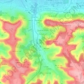 Topografische Karte Gaubert, Höhe, Relief