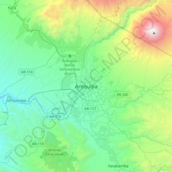 Topografische Karte Arequipa, Höhe, Relief