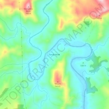 Topografische Karte Sandy Hook, Höhe, Relief