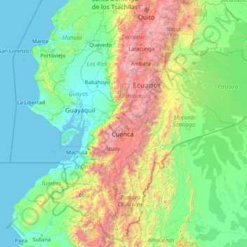 Topografische Karte Cañar, Höhe, Relief