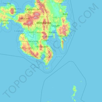 Topografische Karte Davao Occidental, Höhe, Relief