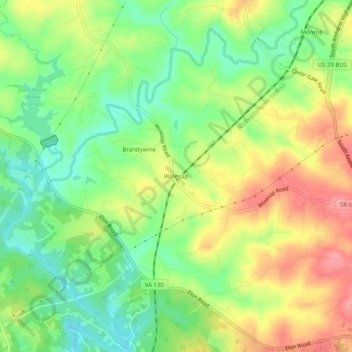 Topografische Karte Winesap, Höhe, Relief