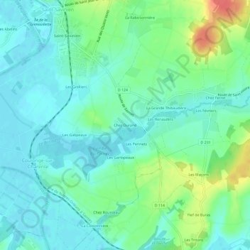 Topografische Karte Chez Durand, Höhe, Relief