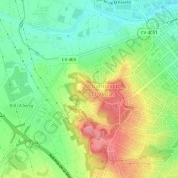 Topografische Karte el Vedat, Höhe, Relief