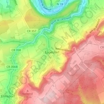Topografische Karte Eppeldorf, Höhe, Relief