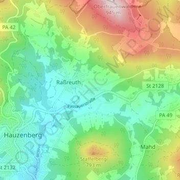 Topografische Karte Kramersdorf, Höhe, Relief