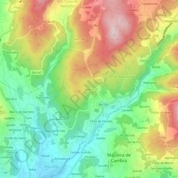 Topografische Karte Algeriz, Höhe, Relief
