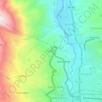 Topografische Karte Pongor, Höhe, Relief