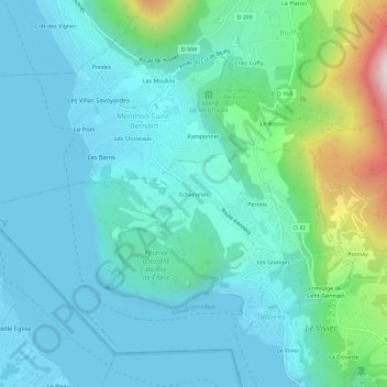 Topografische Karte Écharvines, Höhe, Relief
