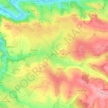 Topografische Karte Istournet, Höhe, Relief