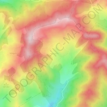Topografische Karte Muscel, Höhe, Relief