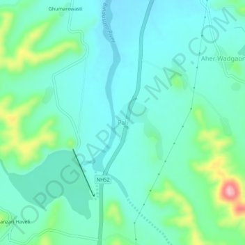 Topografische Karte Pali, Höhe, Relief