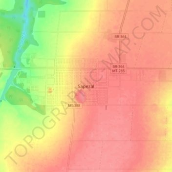 Topografische Karte Sapezal, Höhe, Relief