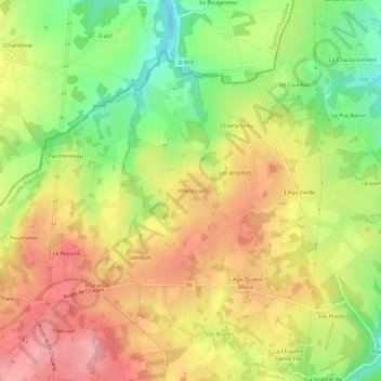 Topografische Karte Villeneuve, Höhe, Relief