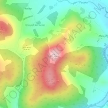 Topografische Karte Ben Newe, Höhe, Relief