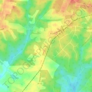 Topografische Karte Clayville, Höhe, Relief
