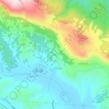 Topografische Karte Gallo, Höhe, Relief