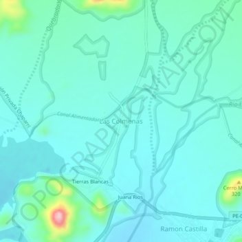 Topografische Karte Las Colmenas, Höhe, Relief