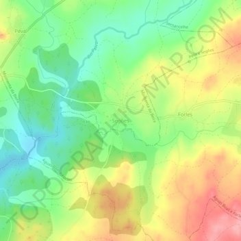 Topografische Karte Segões, Höhe, Relief