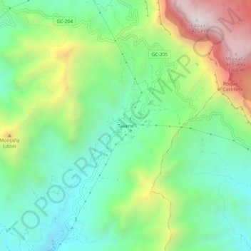 Topografische Karte Tasarte, Höhe, Relief