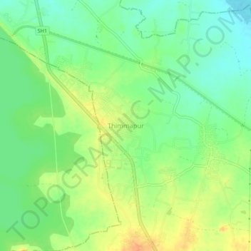 Topografische Karte Thimmapur, Höhe, Relief