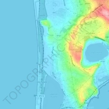 Topografische Karte Cuma, Höhe, Relief