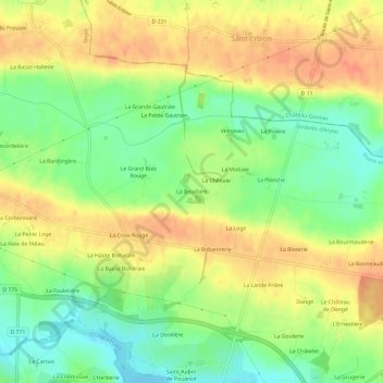 Topografische Karte La Bouillant, Höhe, Relief
