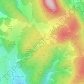 Topografische Karte Oberes Arntal, Höhe, Relief