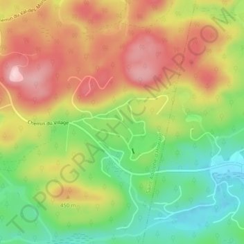 Topografische Karte Domaine-Alpine, Höhe, Relief