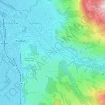 Topografische Karte Binswangen, Höhe, Relief