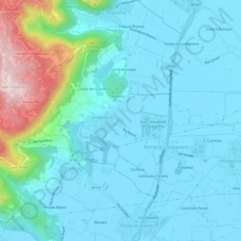 Topografische Karte Villa Clementi, Höhe, Relief