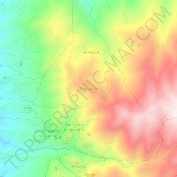 Topografische Karte Redipiano, Höhe, Relief