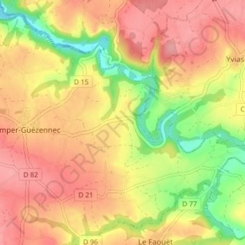 Topografische Karte Kerbeneïen, Höhe, Relief