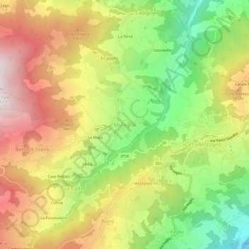 Topografische Karte Mocogno, Höhe, Relief