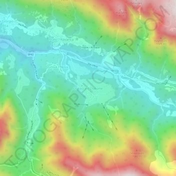 Topografische Karte Oseacco, Höhe, Relief