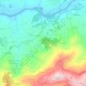 Topografische Karte Cruzes, Höhe, Relief