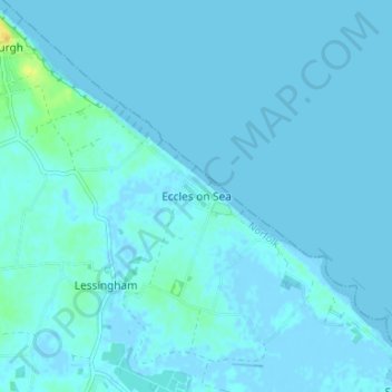 Topografische Karte Eccles on Sea, Höhe, Relief
