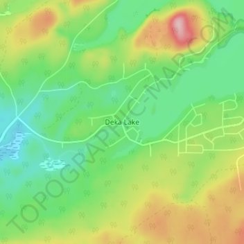 Topografische Karte Deka Lake, Höhe, Relief