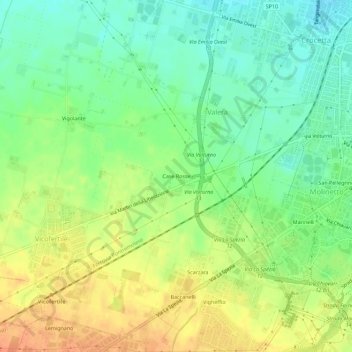 Topografische Karte Case Rosse, Höhe, Relief