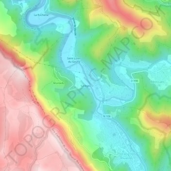 Topografische Karte Salièges, Höhe, Relief