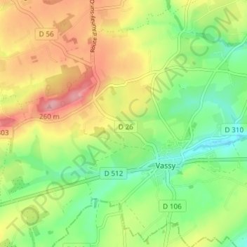 Topografische Karte La Croix Verte, Höhe, Relief
