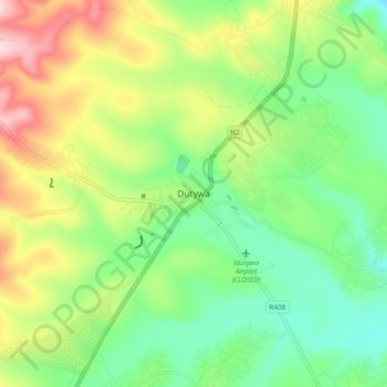 Topografische Karte Dutywa, Höhe, Relief