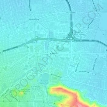 Topografische Karte Alamitos, Höhe, Relief