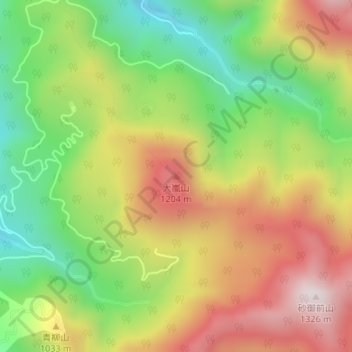 Topografische Karte Mount Ooarashi, Höhe, Relief