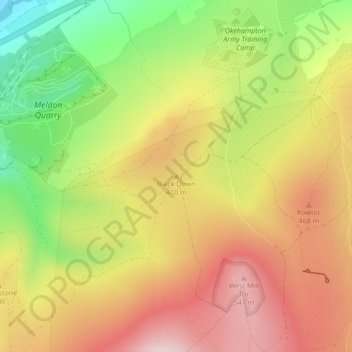 Topografische Karte Black Down, Höhe, Relief